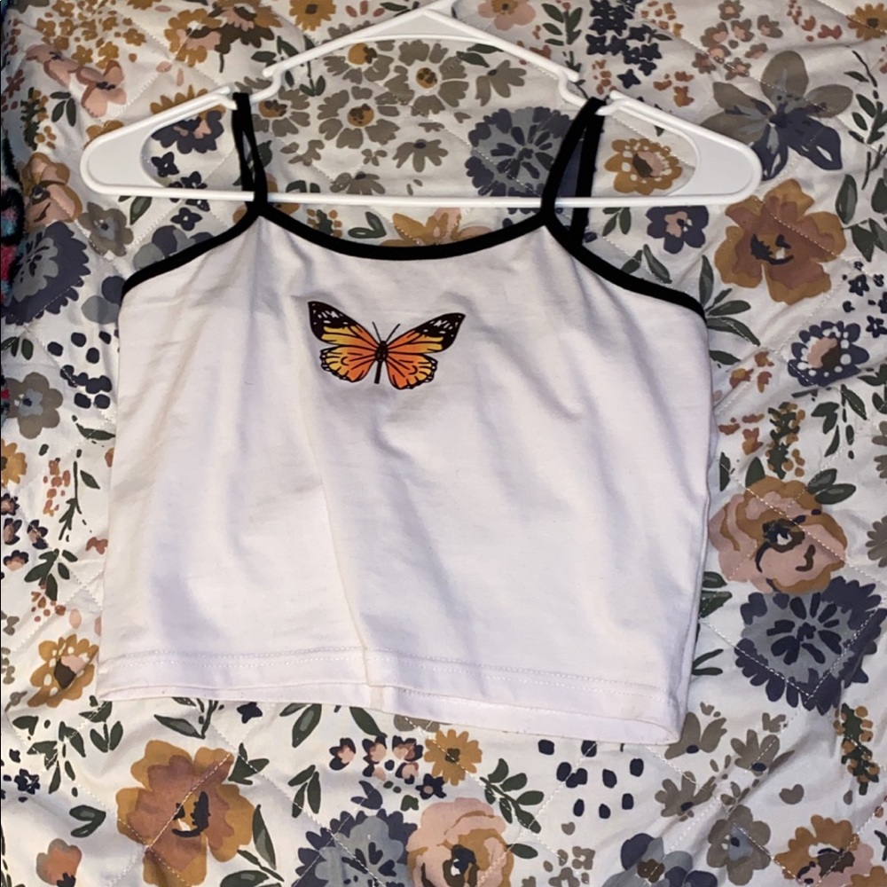 Cami top -white butterfly cami top